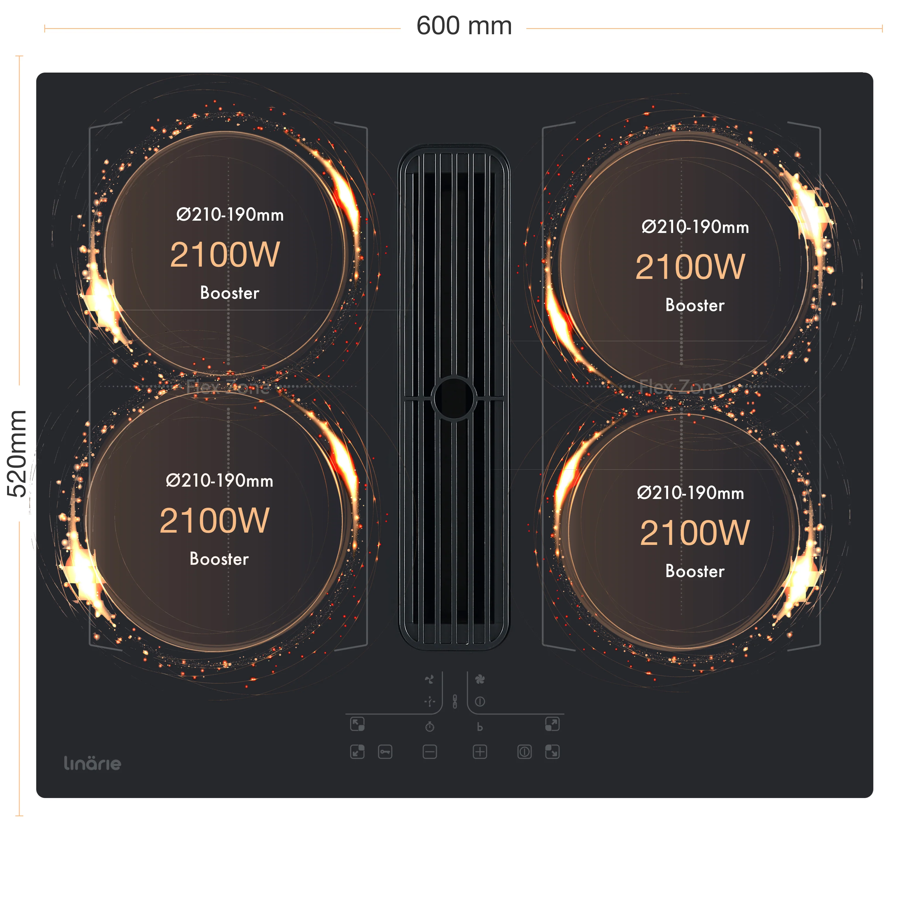 NEW! Bruz 60cm Dual Flex Zone Induction Cooktop with Integrated Ventilation System RF6012FLEX - Image 10