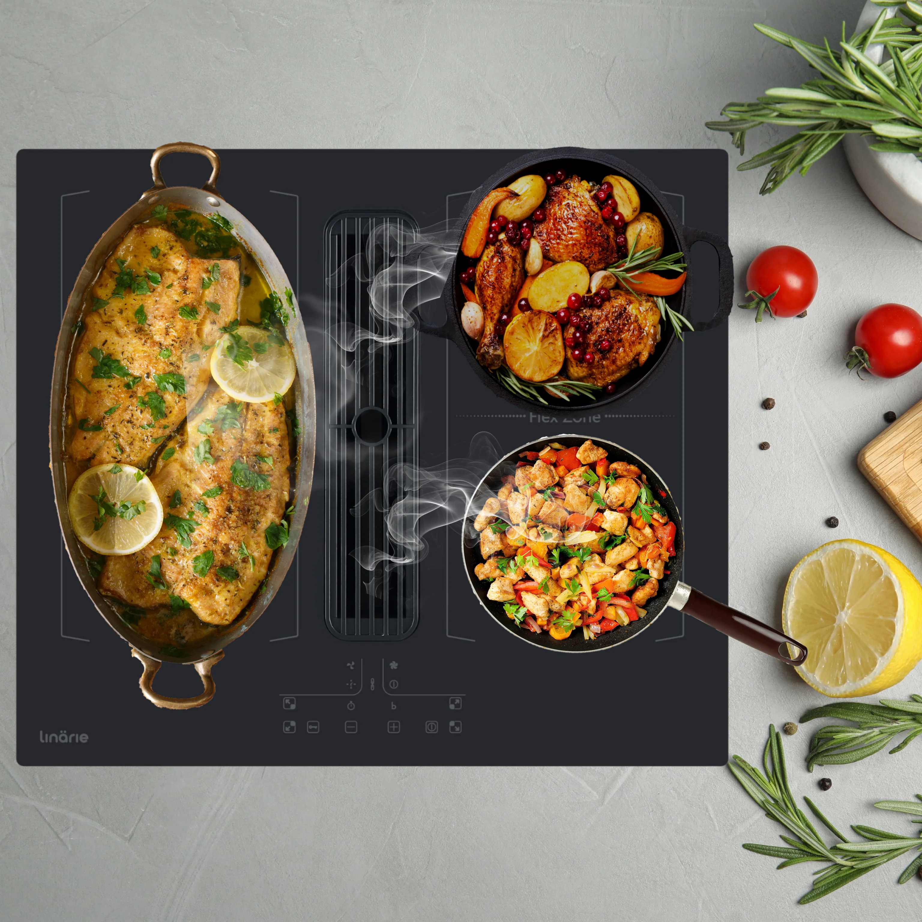 NEW! Bruz 60cm Dual Flex Zone Induction Cooktop with Integrated Ventilation System RF6012FLEX - Image 7