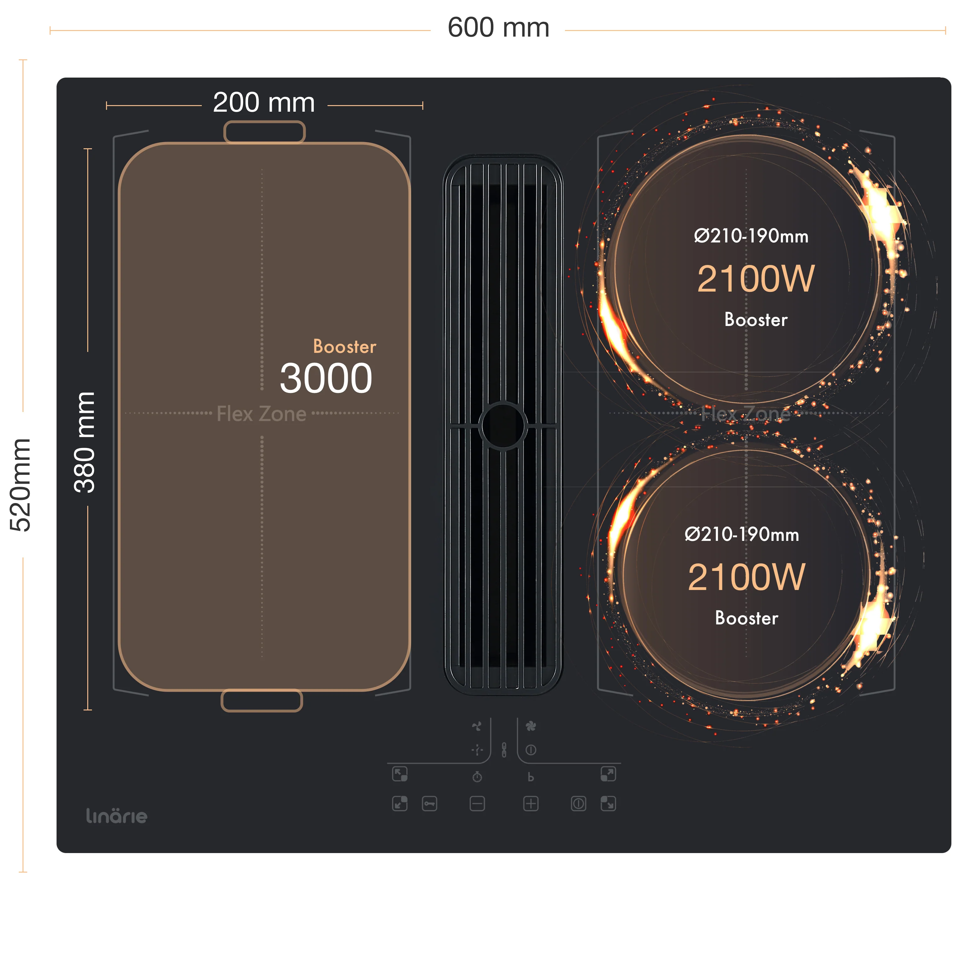 NEW! Bruz 60cm Dual Flex Zone Induction Cooktop with Integrated Ventilation System RF6012FLEX - Image 8