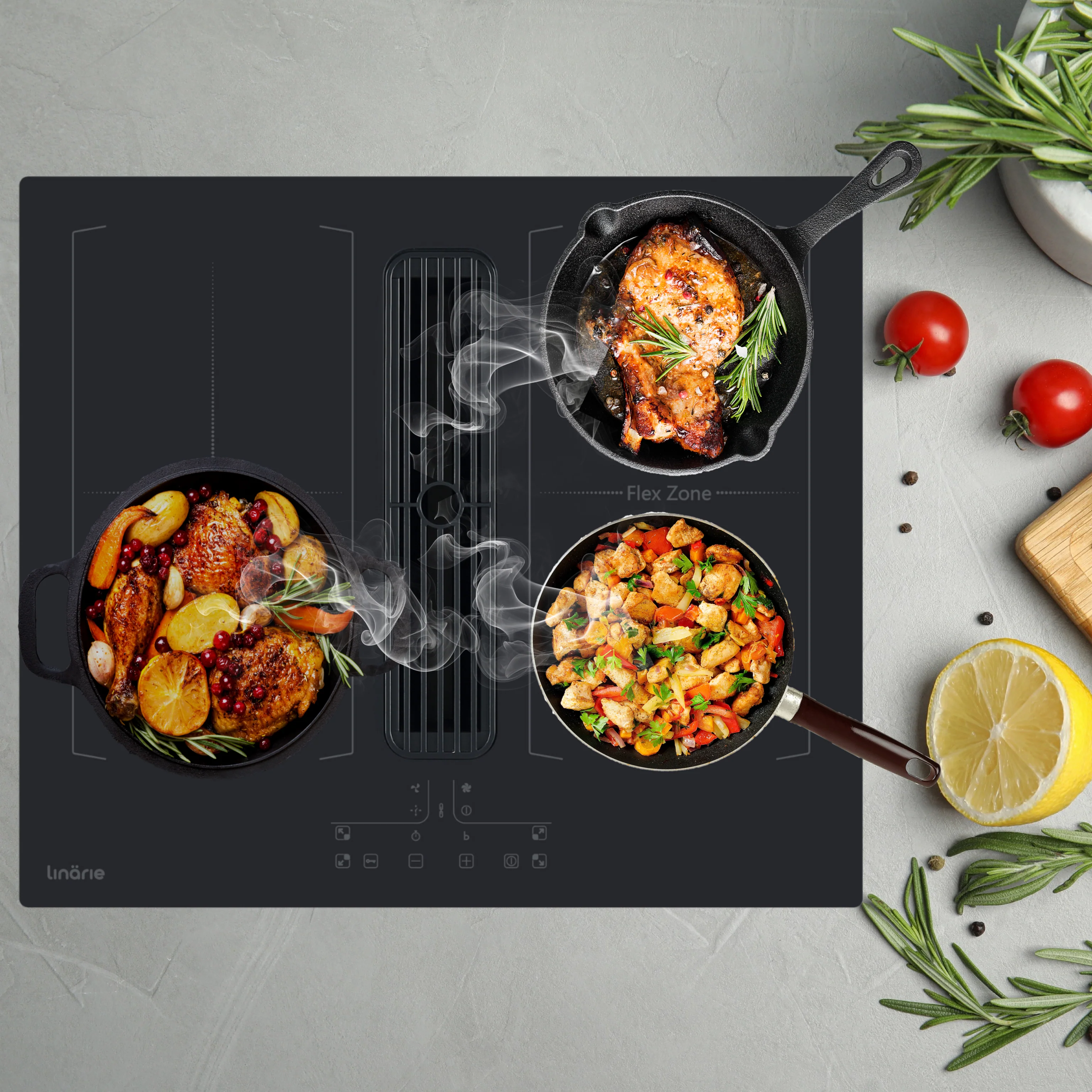 NEW! Bruz 60cm Dual Flex Zone Induction Cooktop with Integrated Ventilation System RF6012FLEX - Image 9