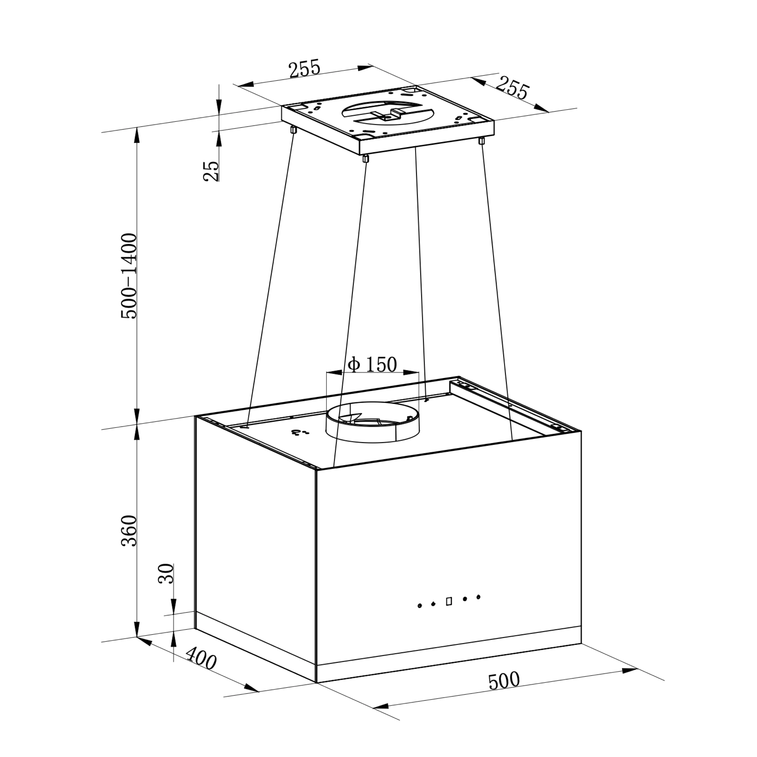 Caledonia 50cm Island Rangehood RAHID50BG - Image 15