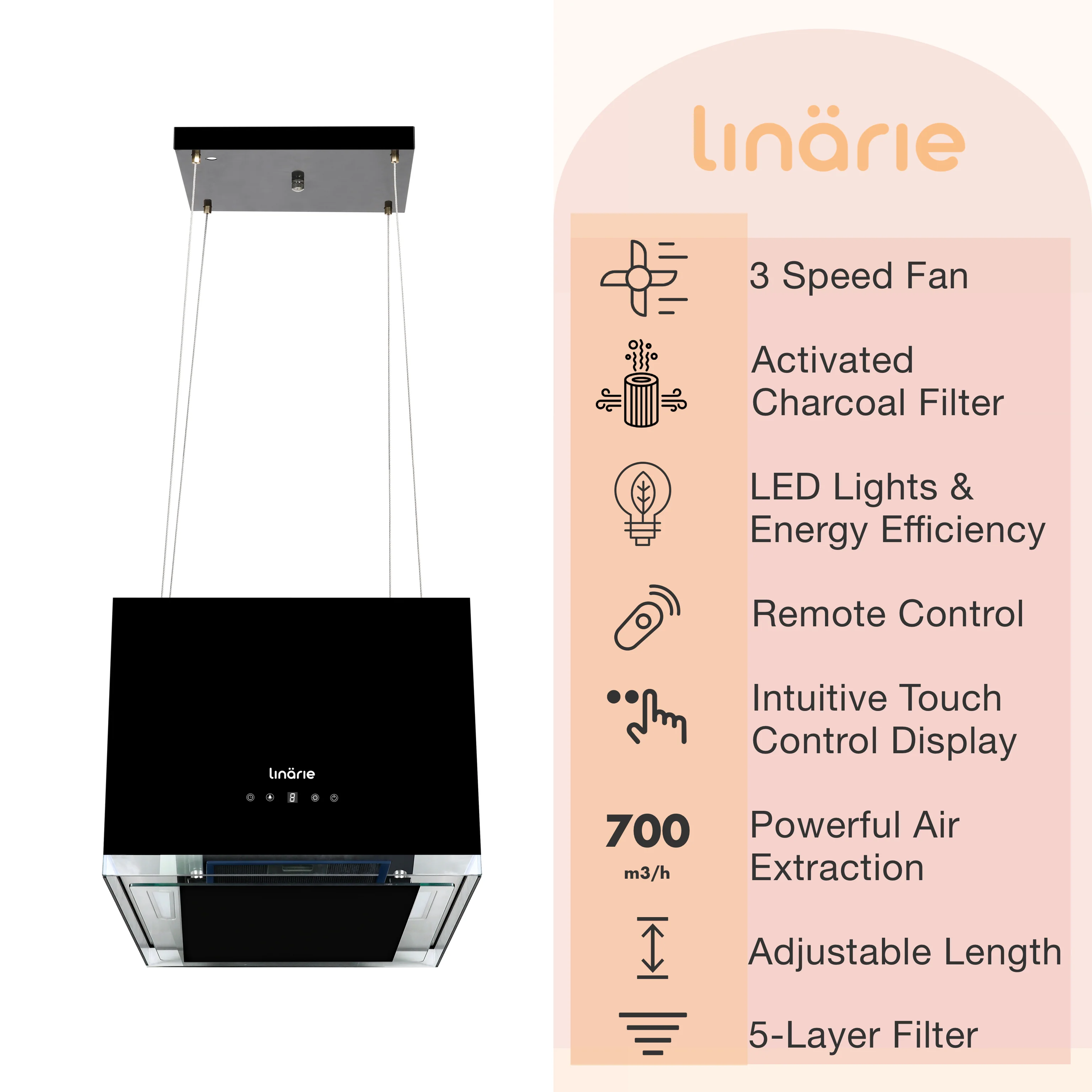 Caledonia 50cm Island Rangehood RAHID50BG - Image 3