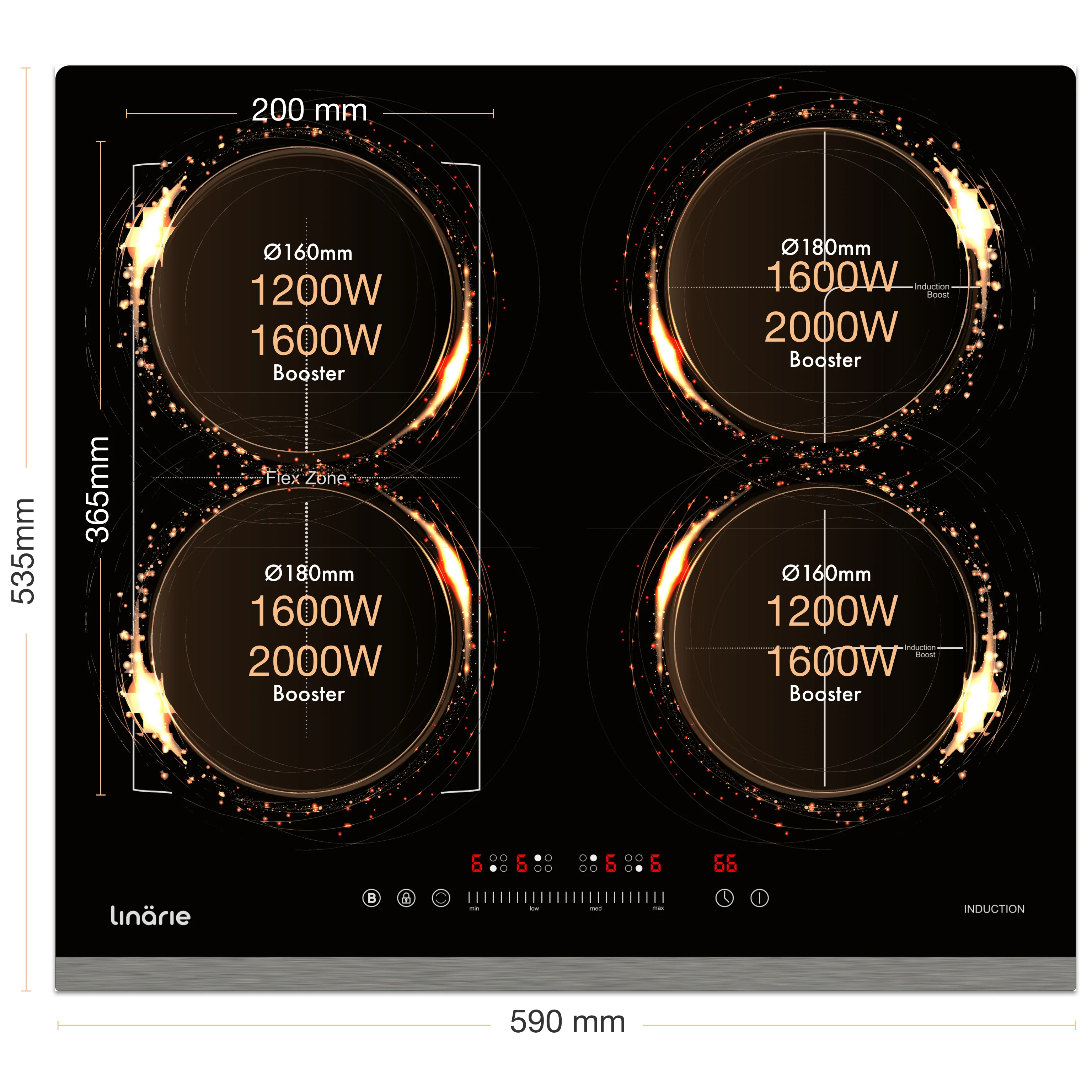 Cannes 60cm 4 Zone Induction Cooktop with Flex Zone LS60I1F2Z - Image 6