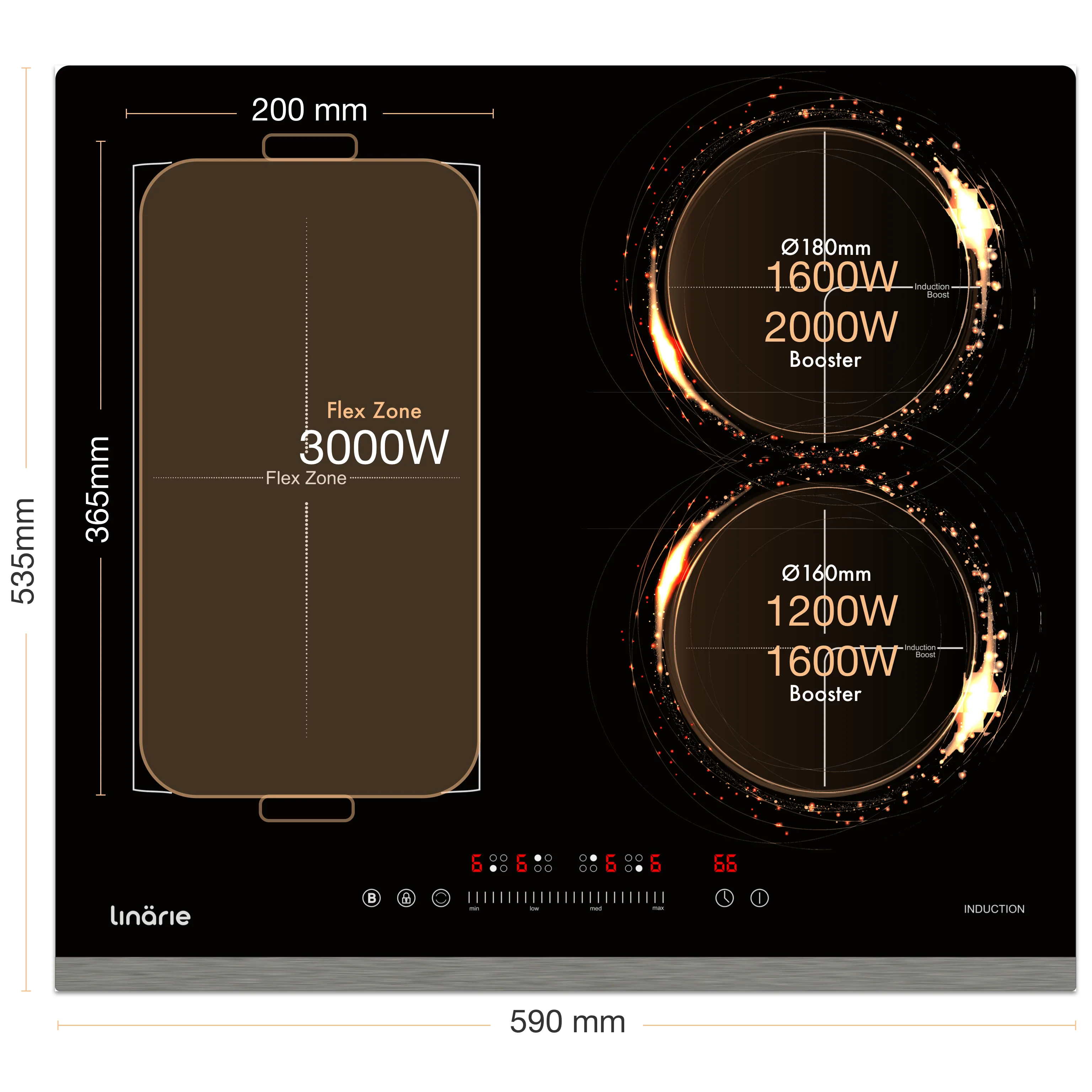 Cannes 60cm 4 Zone Induction Cooktop with Flex Zone LS60I1F2Z - Image 7