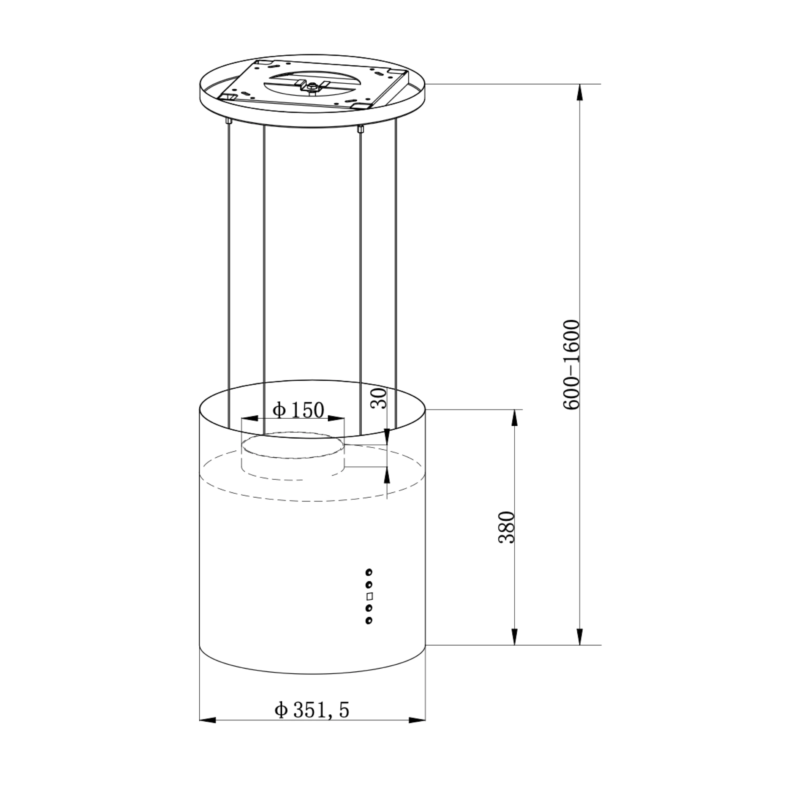 Corsica 35cm Island Rangehood RAHID35X - Image 12
