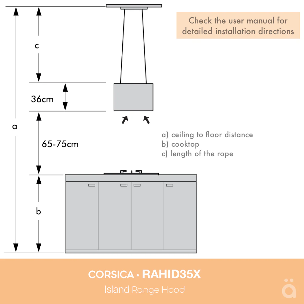 Corsica 35cm Island Rangehood RAHID35X - Image 13