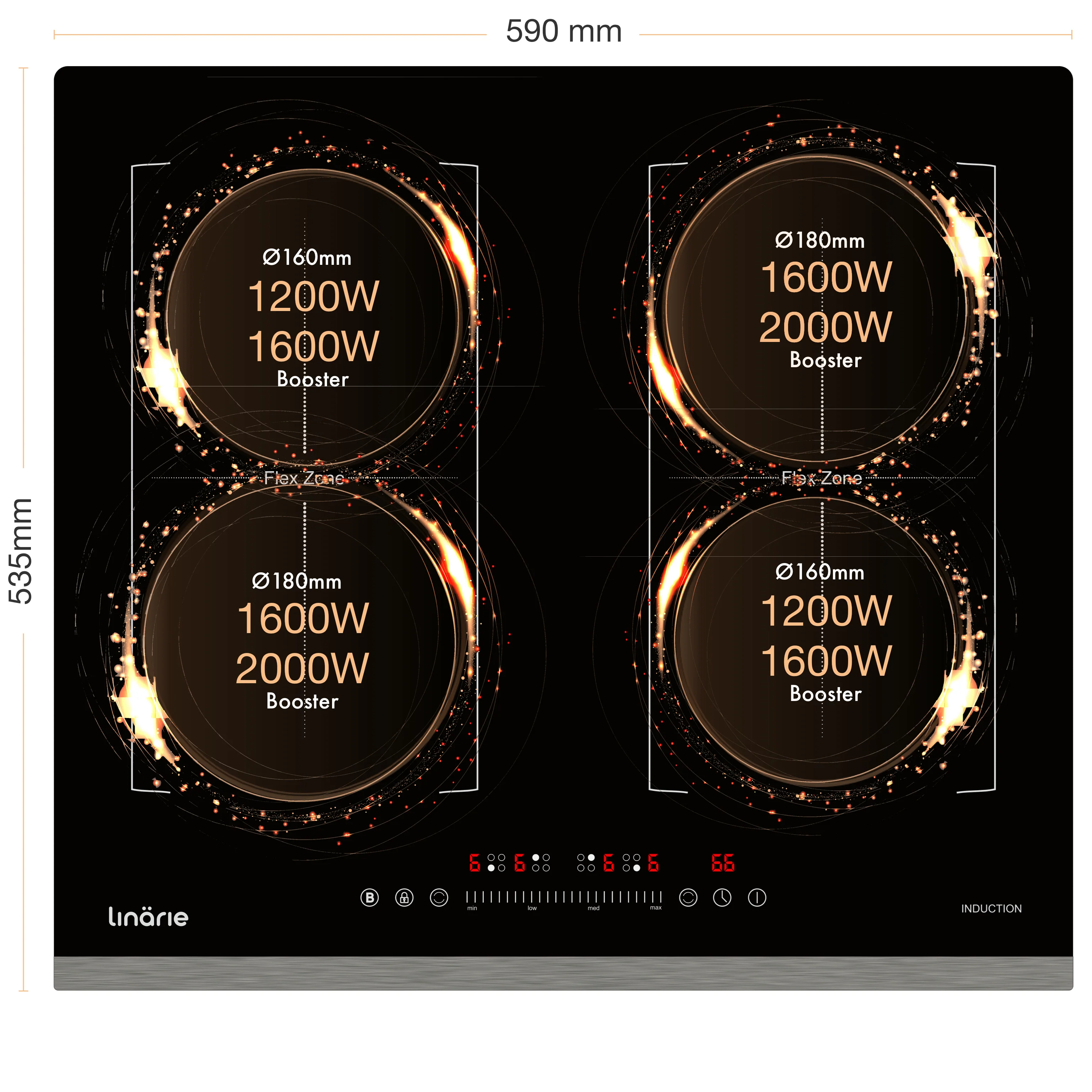 Dijon 60cm 4 Zone Induction Cooktop with Dual Flex Zone LS60I2F - Image 6
