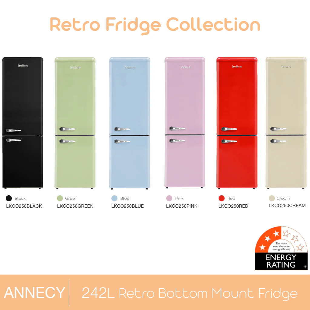 Annecy 242L Retro Bottom Mount Fridge Blue LKCO250BLUE - Image 13