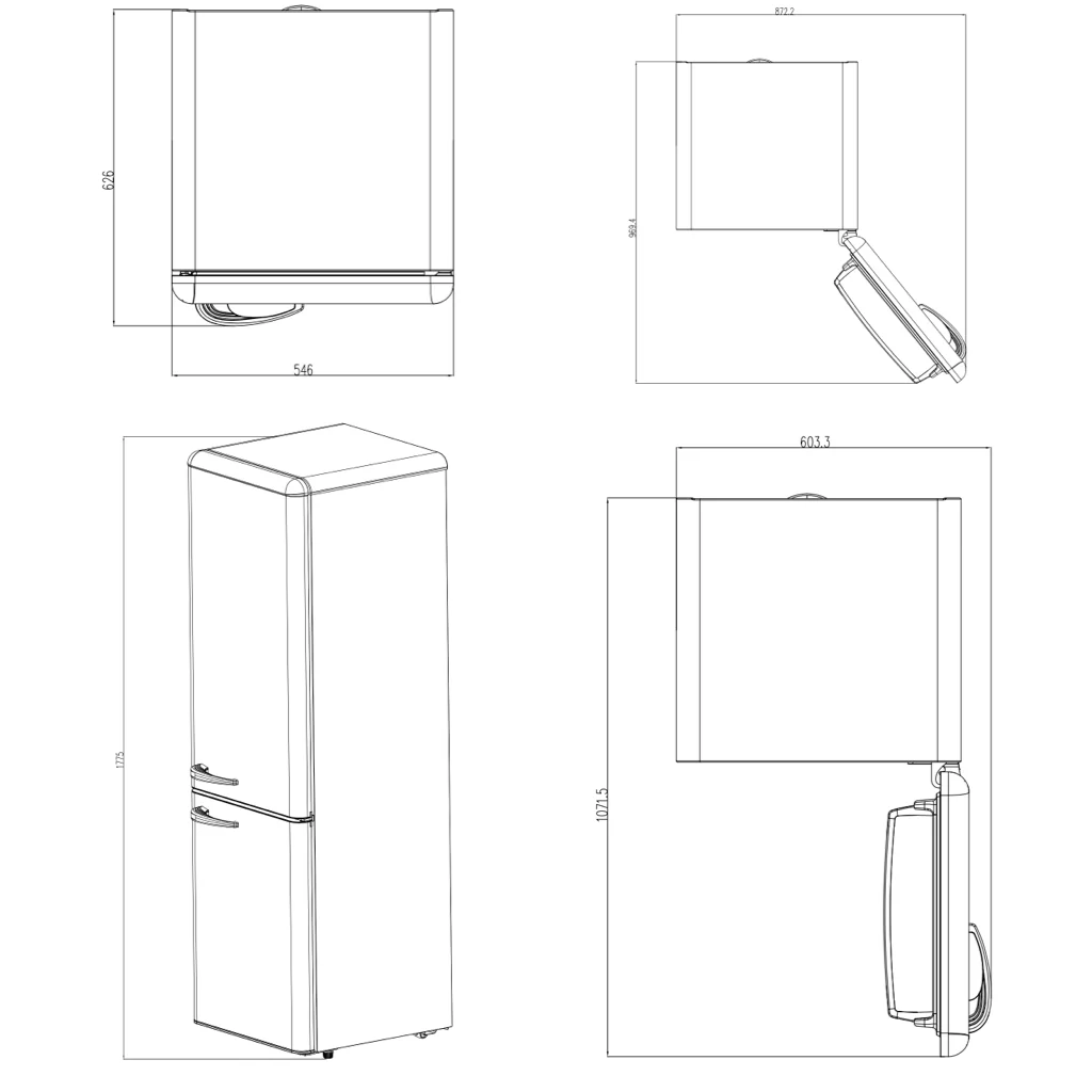 Annecy 242L Retro Bottom Mount Fridge Blue LKCO250BLUE - Image 15