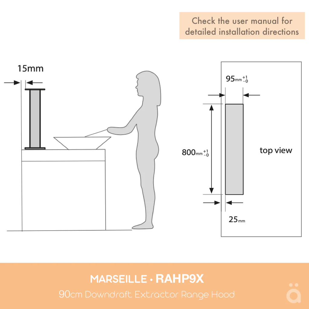 Marseille 90cm Downdraft Extractor Rangehood RAHP9X - Image 9