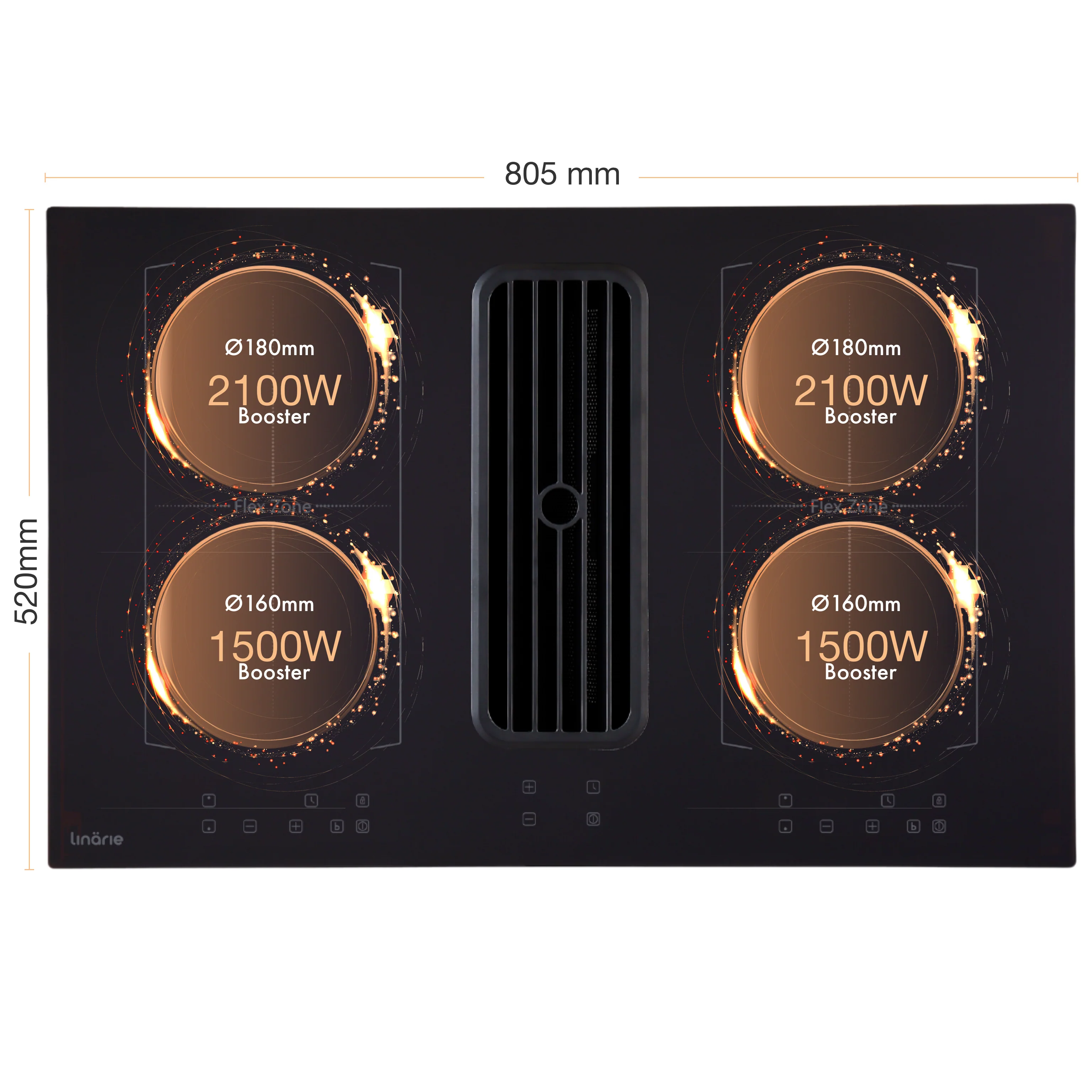 NEW! Redon 80cm Dual Flex Zone Induction Cooktop with Integrated Ventilation System RF8012FLEX - Image 8