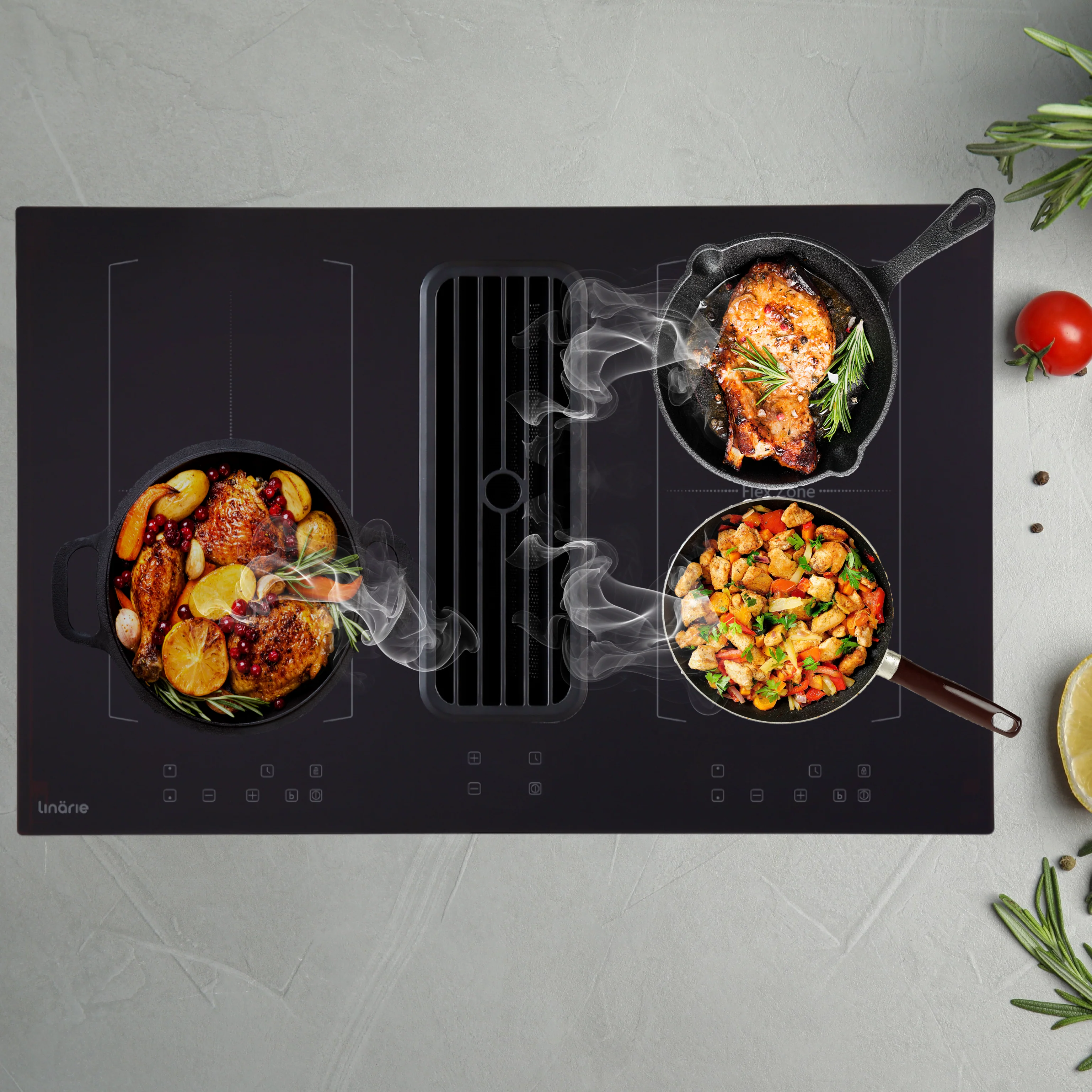 NEW! Redon 80cm Dual Flex Zone Induction Cooktop with Integrated Ventilation System RF8012FLEX - Image 9