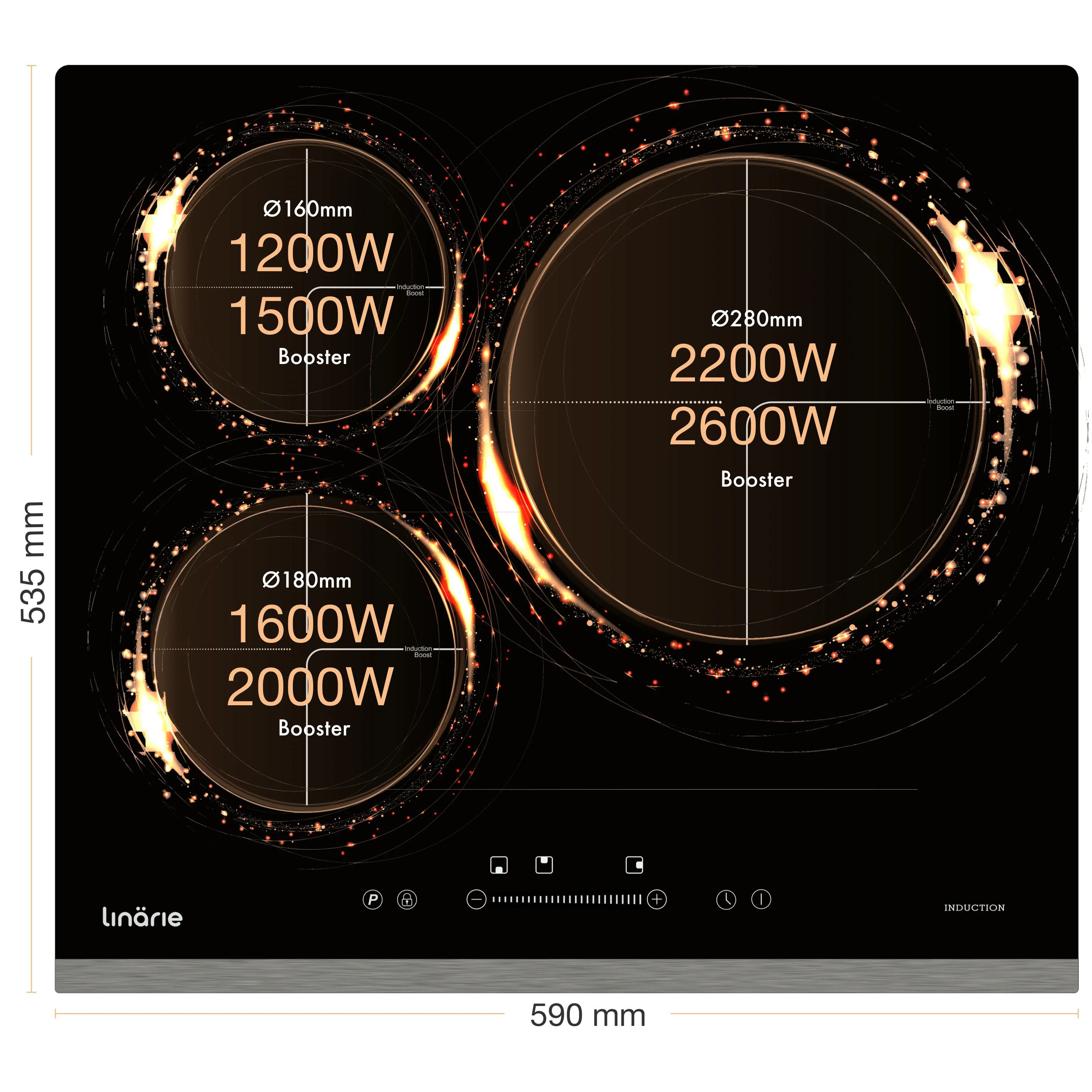 Rennes 60cm 3 Zone Induction Cooktop LS60I3Z - Image 4