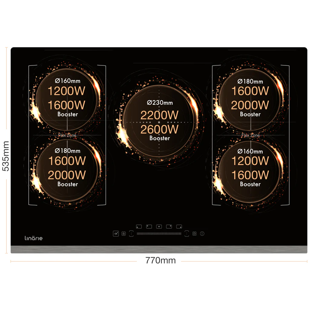 Toulouse 80cm 5 Zone Induction Cooktop with Dual Flex Zone LS80I2F1Z - Image 5