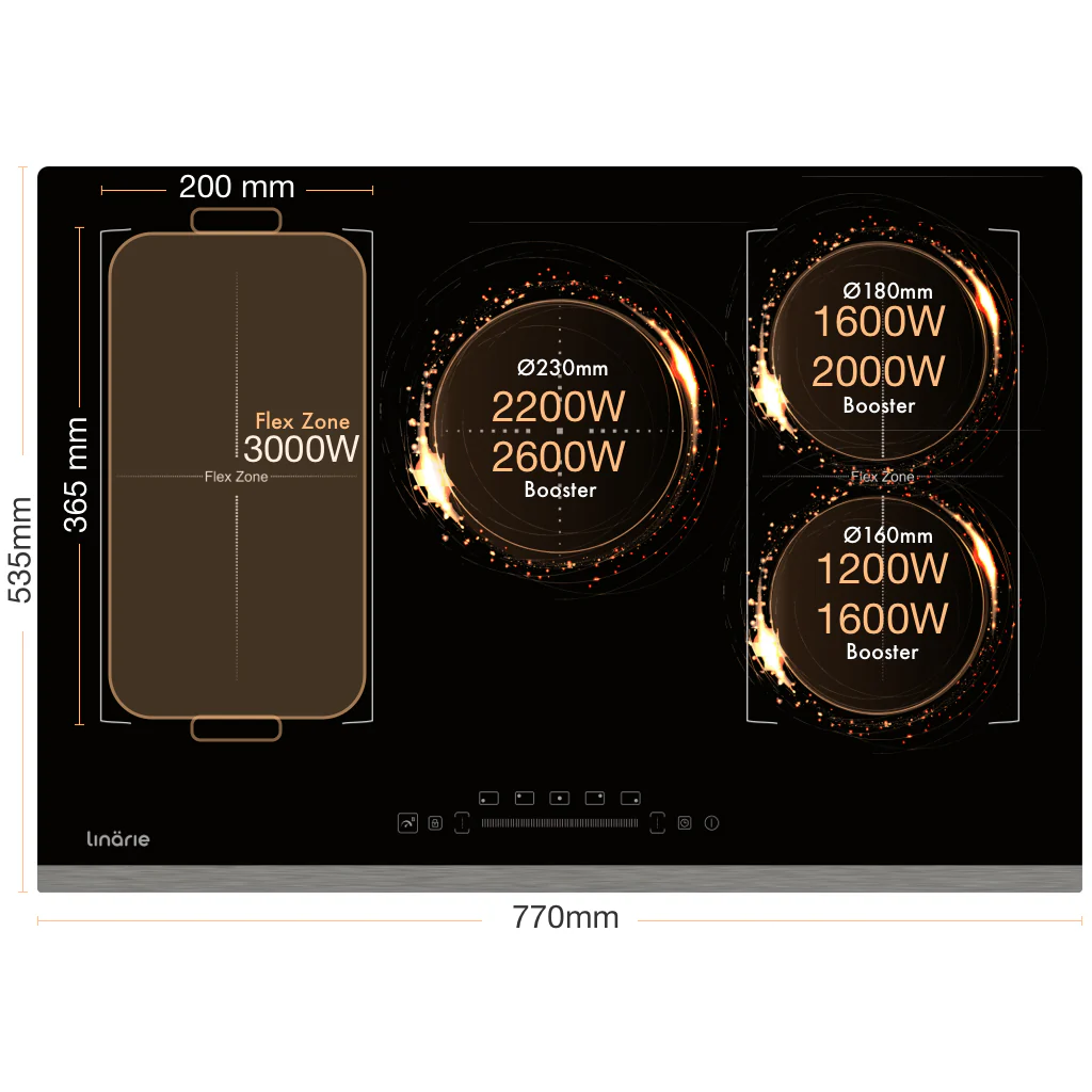 Toulouse 80cm 5 Zone Induction Cooktop with Dual Flex Zone LS80I2F1Z - Image 7