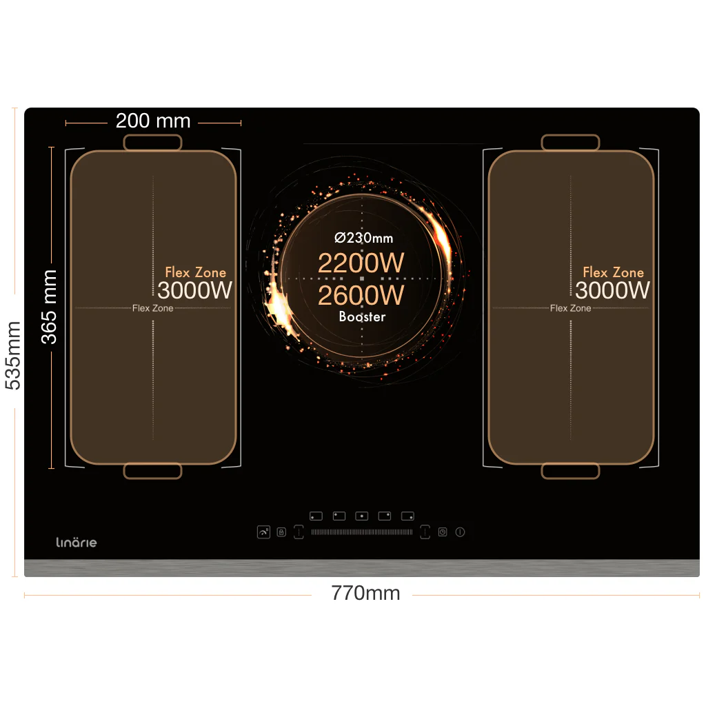 Toulouse 80cm 5 Zone Induction Cooktop with Dual Flex Zone LS80I2F1Z - Image 9